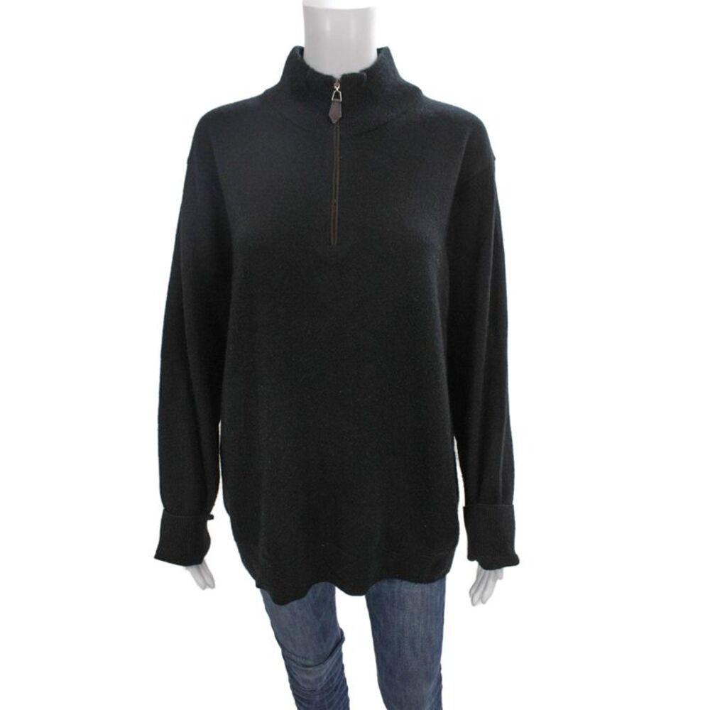 The Cashmere Project Unisex Black Cashmere Mockneck Pullover Size L